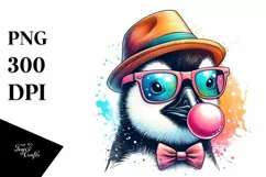 Quirky Penguin Portrait with Hat and Sunglasses Chewing Gum Product Image 3