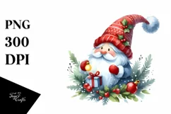 Simple Watercolor Christmass Gnome PNG Product Image 3