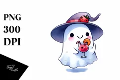 Retro Halloween Cute Ghost with Sunglasses PNG Product Image 3