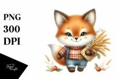 Watercolor Baby Fox Harvest | Sublimation | Clipart Product Image 3