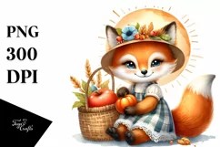 Watercolor Baby Fox Harvest | Sublimation | Clipart Product Image 3