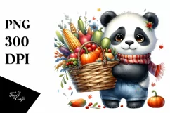 Colorful Baby Panda Basket Autumn Vegetables | Sublimation | Product Image 1