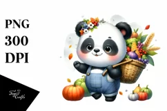 Colorful Baby Panda Basket Autumn Vegetables | Sublimation | Product Image 1