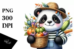 Colorful Baby Panda Basket Autumn Vegetables | Sublimation | Product Image 1