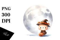 Cute Baby Bear Standing on Moon, Transparent PNG Product Image 1