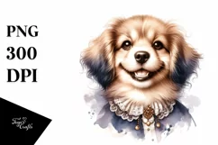 Vintage Diva Puppy Portrait Whimsical Clipart Product Image 1