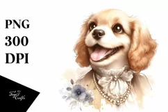 Vintage Diva Puppy Portrait Whimsical Clipart Product Image 1