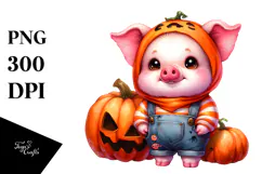 Vibrant Baby Pig for Halloween PNG Product Image 1