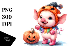 Vibrant Baby Pig for Halloween PNG Product Image 1