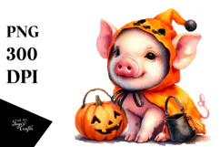 Cute Baby Pig Halloween PNG Product Image 1