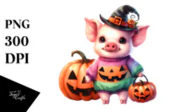 Cute Baby Pig Halloween PNG Product Image 1