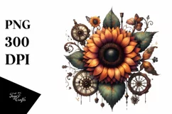 Vintage Rusted Sunflower Watercolor Clipart Product Image 1