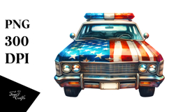 Vintage Vibrant Police Car with Stars PNG Product Image 1