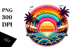 Retro Tropical Rainbow Sunset, 20 oz Tumbler Product Image 1