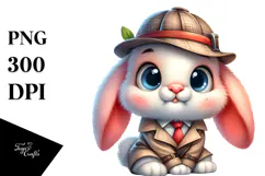 cute Bunny Detective Coat PNG Product Image 1
