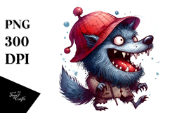 Funny Simple Werewolf Watercolor PNG Product Image 1