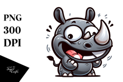 Cute Cartoon Rhino PNG Product Image 1