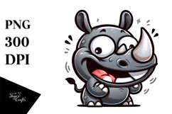 Cute Cartoon Rhino PNG Product Image 1