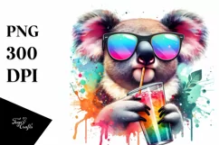 Quirky Koala Drinking from Colorful Drink | Sublimation | Product Image 3