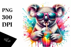 Quirky Koala Drinking from Colorful Drink | Sublimation | Product Image 1