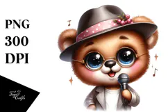 Cute Baby Bear with Singer Look, PNG Product Image 1