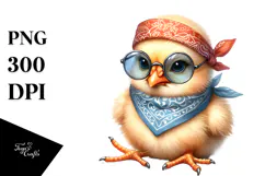 Watercolor Baby Chick with Bandana Clipart Product Image 1