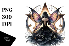 Gothic Fairy on Star, High-Res PNG Product Image 1