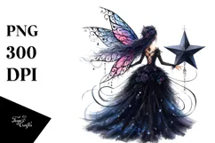 Gothic Fairy on Star, High-Res PNG Product Image 1