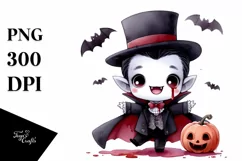 Watercolor Style Funny Halloween Clipart, Transparent PNG Product Image 1