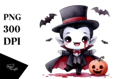 Watercolor Style Funny Halloween Clipart, Transparent PNG Product Image 1