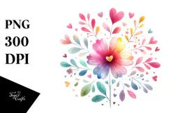 Boho Heart Flower PNG Product Image 1