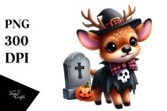 Cute Elk Dressed for Halloween | Sublimation | Clipart Product Image 1