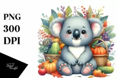 Baby Koala Sitting with Autumn Vegetables | Sublimation | Product Image 3