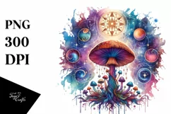 Vibrant Magical Celestial Mushroom Tarot PNG Product Image 1