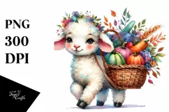 Baby Lamb with Basket Autumn Vegetables | Sublimation | Product Image 1