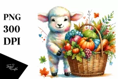Baby Lamb with Basket Autumn Vegetables | Sublimation | Product Image 3