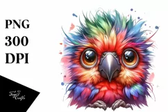 Colorful Baby Parrot with Crazy Eyes and Hair Product Image 1