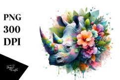 Vibrant Watercolor Rhino, 20 oz Tumbler Product Image 1