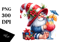 Whimsical Watercolor Gnome Drinking Cocktail PNG Product Image 1