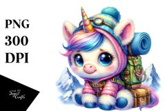 Baby Unicorn in Mountaineer&#039;s Gear, PNG Product Image 3