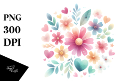Cute Boho Heart Flower PNG Product Image 1