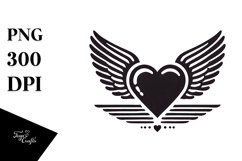 Simple Retro Heart Wings PNG Product Image 1