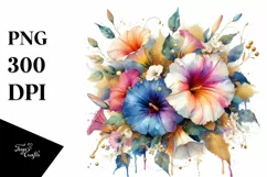 Colorful Bouquet Gold Foil Clipart Product Image 3