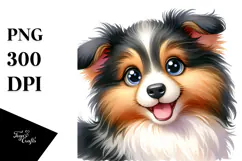 Happy Cartoon Collie PNG Product Image 1