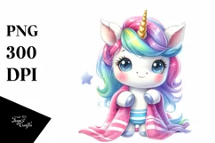 Cute Baby Unicorn with Beach Towel | Clipart Product Image 3