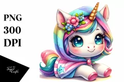 Cute Baby Unicorn Wearing Beach Towel | Sublimation | Product Image 3