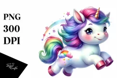 Funny Running Baby Unicorn PNG Product Image 1