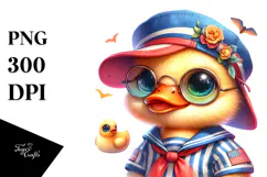 Baby Duck with Sailor Outfit, PNG Product Image 1