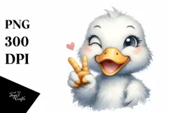 Duck Portrait Love Sign Cute Funny Clipart Product Image 3