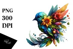 Vibrant Bird with Flowers, PNG Product Image 3